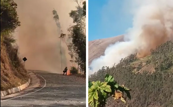 Incendio forestal arrasta con bosques de eucaliptos y cobertura vegetal en San Pedro de Cachora